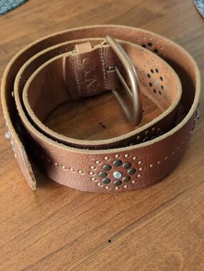 Cache Copper Leather Nail Head & Rhinestone Belt